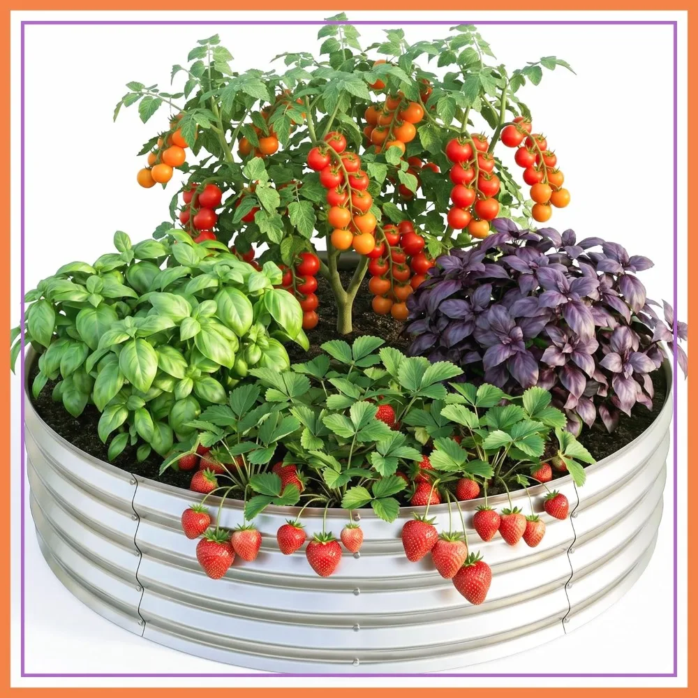 

Galvanized Raised Garden Bed Kit 2x2x1 Ft, Round Planter Box for Vegetables, Fruits, Flowers, Easy Assembly, Silver