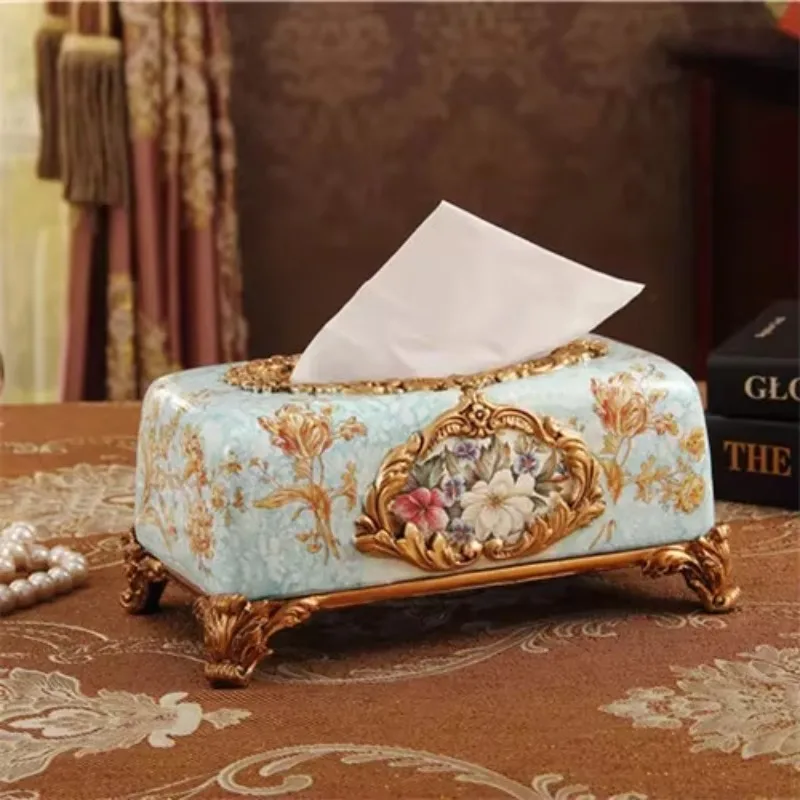 Limited Offer European Retro Resin Tissue Box, Living Room Desktop Storage Box, Home Storage Drawer, Decorative Napkin Box