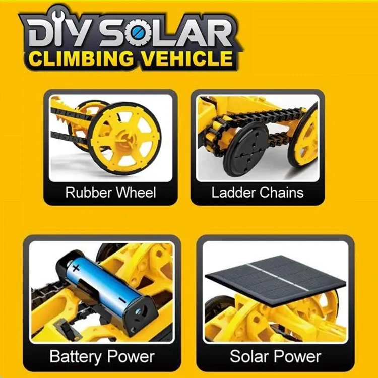 Solar Toy Novel Children Toys Assemble Kit DIY Robotic Set All-Wheel-Drive Climbing Car STEM Games Educational Toys Kids Gift