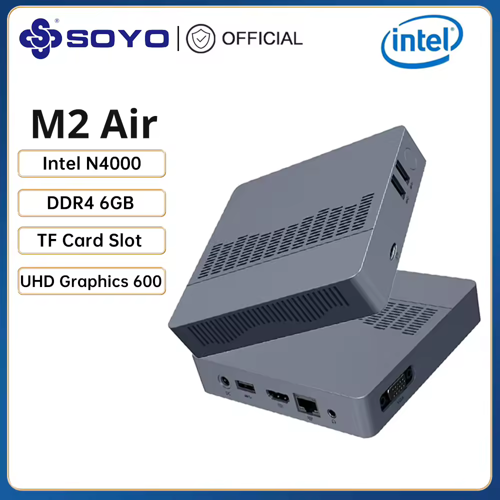 SOYO M2 Air Mini PC Intel Celeron N4000 CPU Window11 6GB RAM 128GB ROM Dual-Band WiFi VGA Mini Computer portatile BT4.2