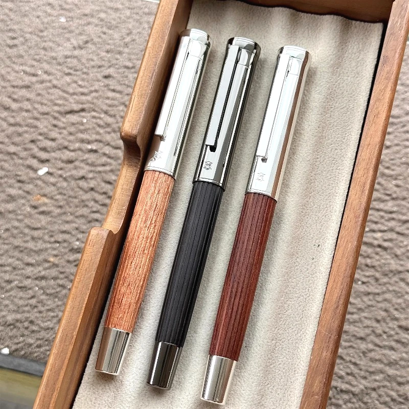 

Hongdian Rosewood Fountain Pen EF/F/M Hand Pushed 0.38/0.5/0.7MM Nib Ink Pen High-grade Office Writing Pen for Students Pens