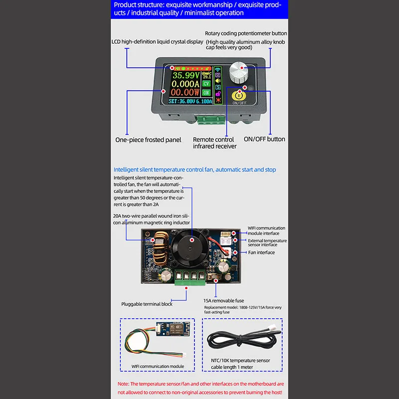 XYH3606 DC Boost Buck Converter CC CV 0-36V 6A Módulo de potencia Fuente de alimentación de laboratorio regulada ajustable Wifi