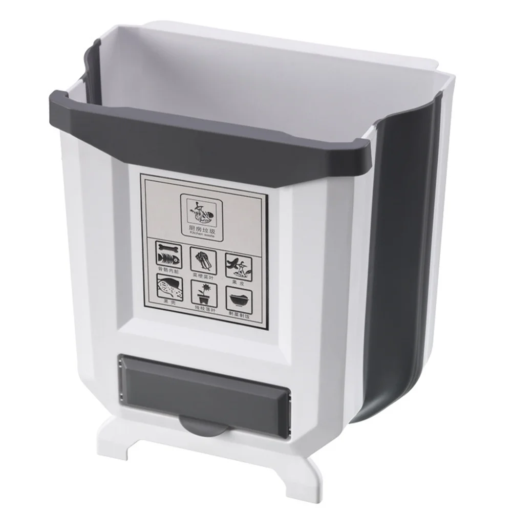 

Hanging Trash Can Door Hanging Waste Can PP Tpe Foldable Design Space Saving Easy Operate Home Car Office