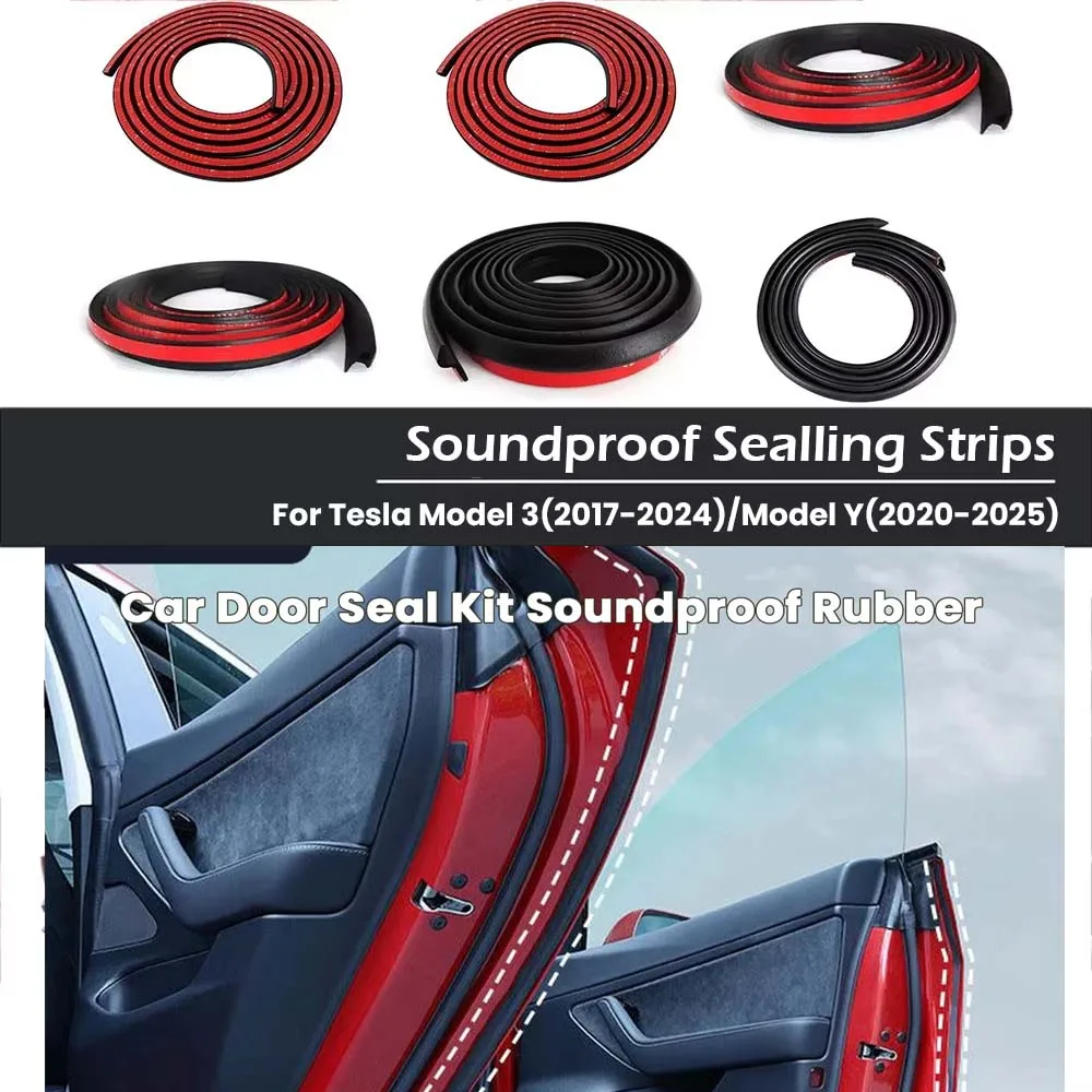 

Комплект уплотнительных лент для двери Tesla Model Y, звукоизоляционная резиновая шумоизоляционная уплотнительная лента для модели 3, комплект уплотнений, аксессуары для отделки