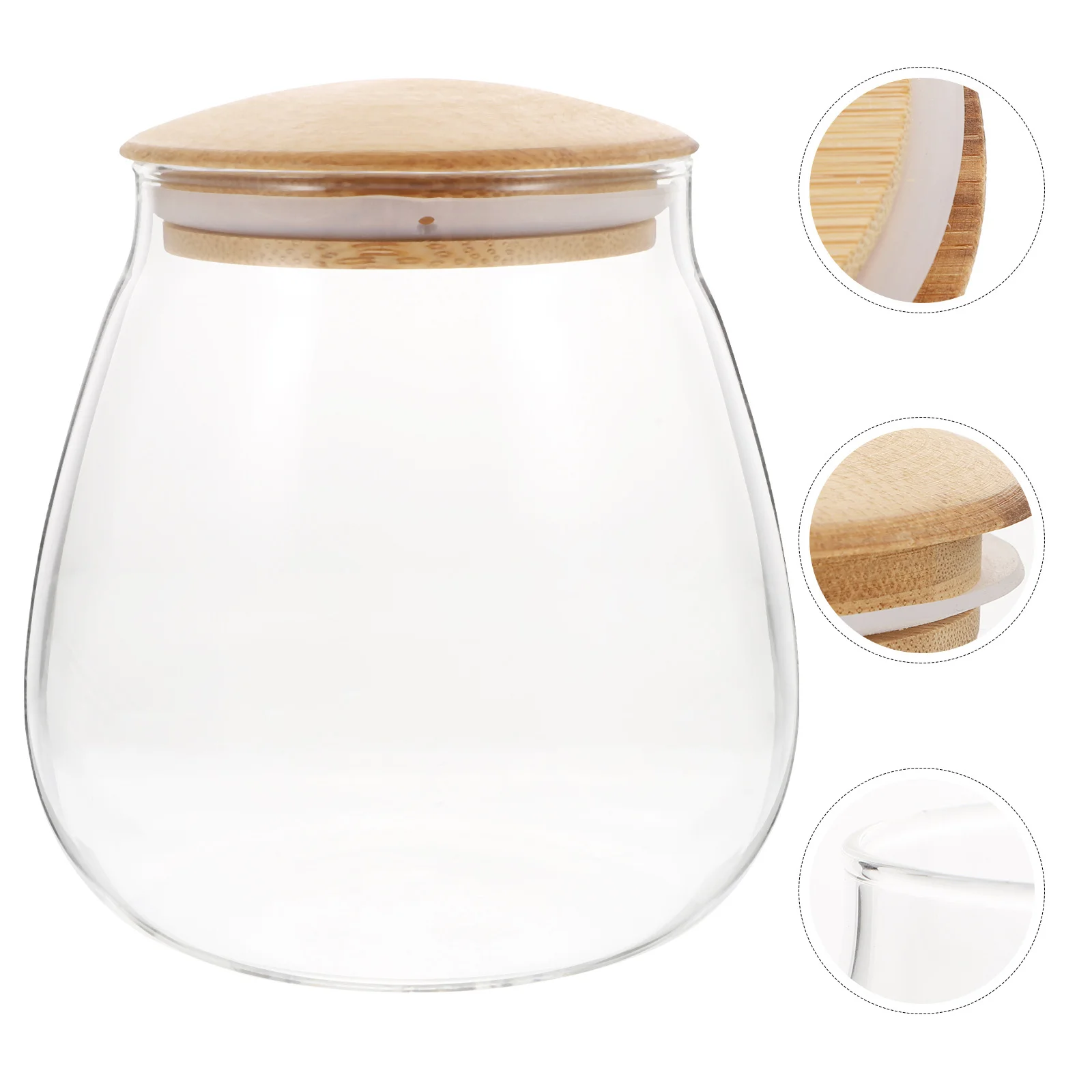 

1Pcs Bamboo Lid Storage Jar Transparent Airtight Sealed Jar for Kitchen Tea Coffee Beans Snacks Dried Fruit Candy Storage Holder