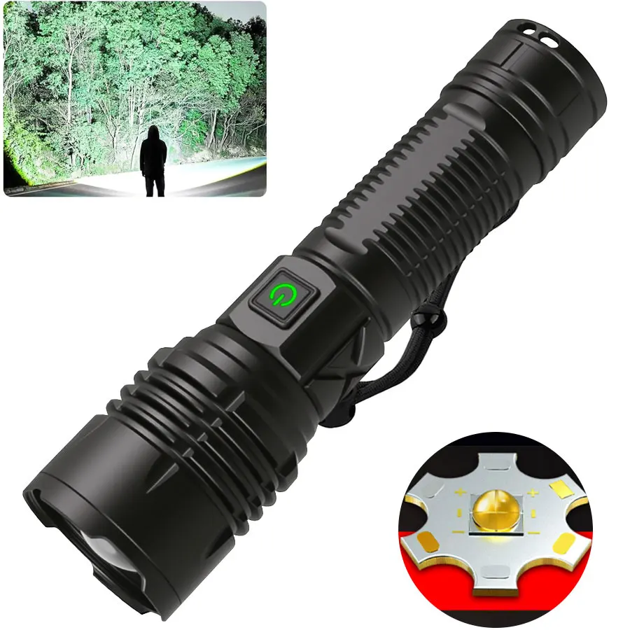 

Мощный светодиодный фонарик с линзой зажигания, встроенный аккумулятор, перезаряжаемый телескопический зум, фонарь для кемпинга, аварийный фонарь