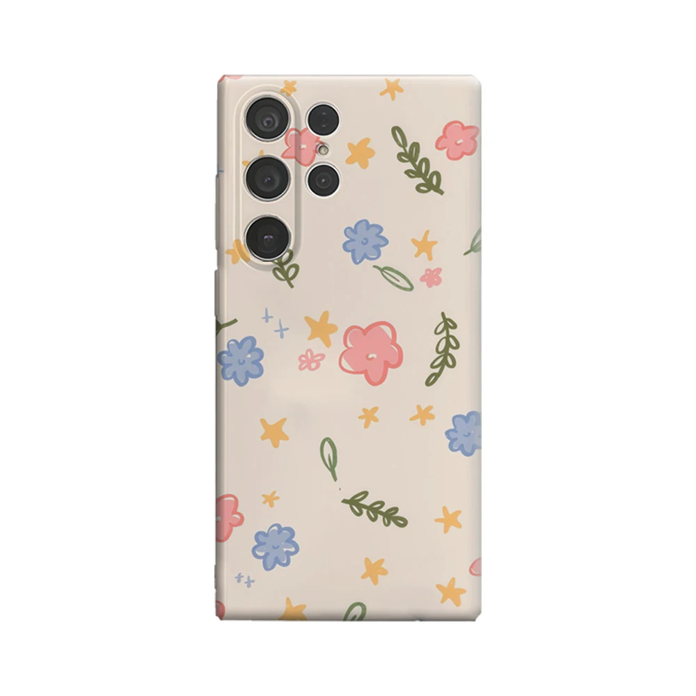 Blauwe bloemenster telefoonhoesje voor Samsung Galaxy S25 Ultra S24 S23 Ultra Plus schokbestendige dubbellaagse achterkant