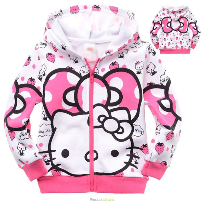 

Hello KT Peripheral Children's Clothing Rose Red Children and Girls Cartoon Printed Terry Hooded Jacket The Best Gift