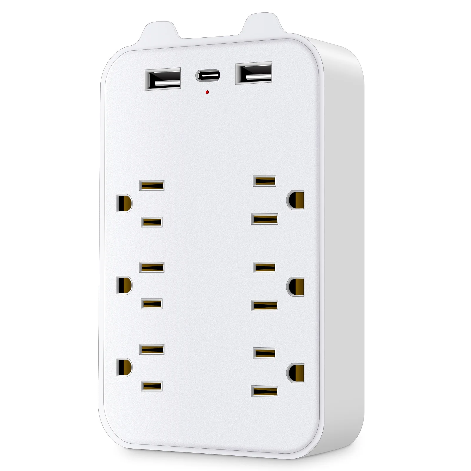 9in1Surge Protector 6Outlet Extender with 2 USB&1Type-C Ports Power Strip Multi Plug Outlets Wall Adapter Spaced for Home Travel