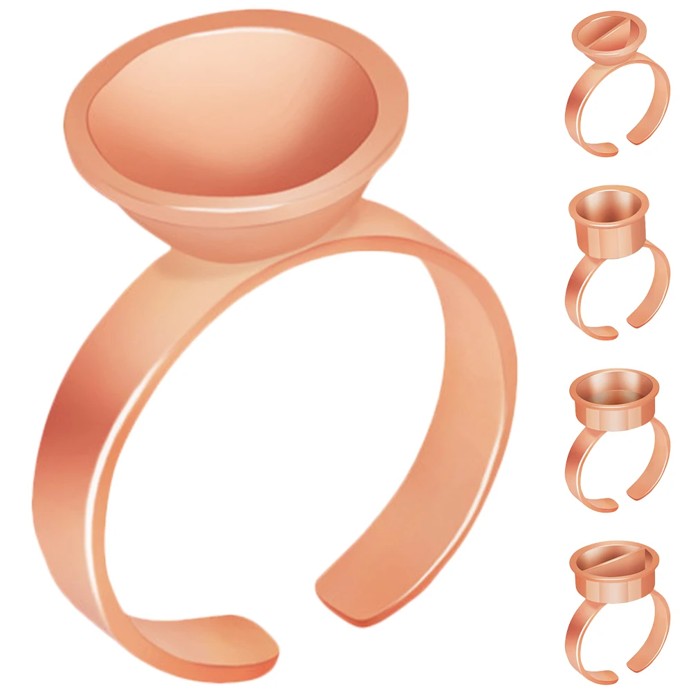 

5pcs Eyelash Rings Lash Ring Cups Extension Holder Ring Cup For Tattoo Pigment Ink Durable Disposable Beauty Supplies Salon Home