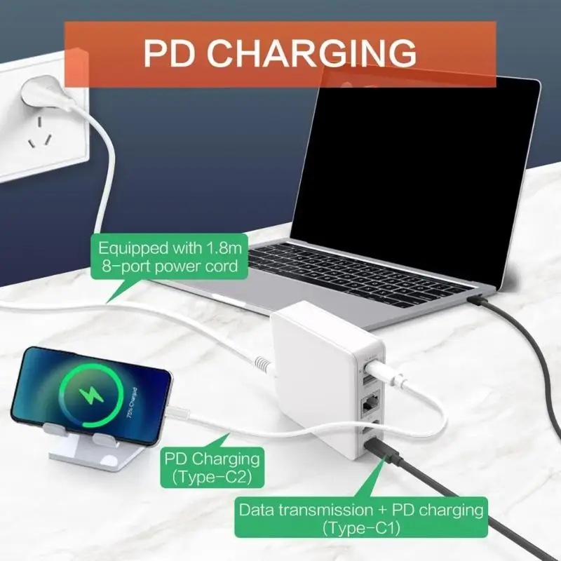 

5 in 1 Fast Charging Charging Docking Station Adapter for Consoles Portable Charging Hubs for Gamepad Phone HDMI1.4 RJ45