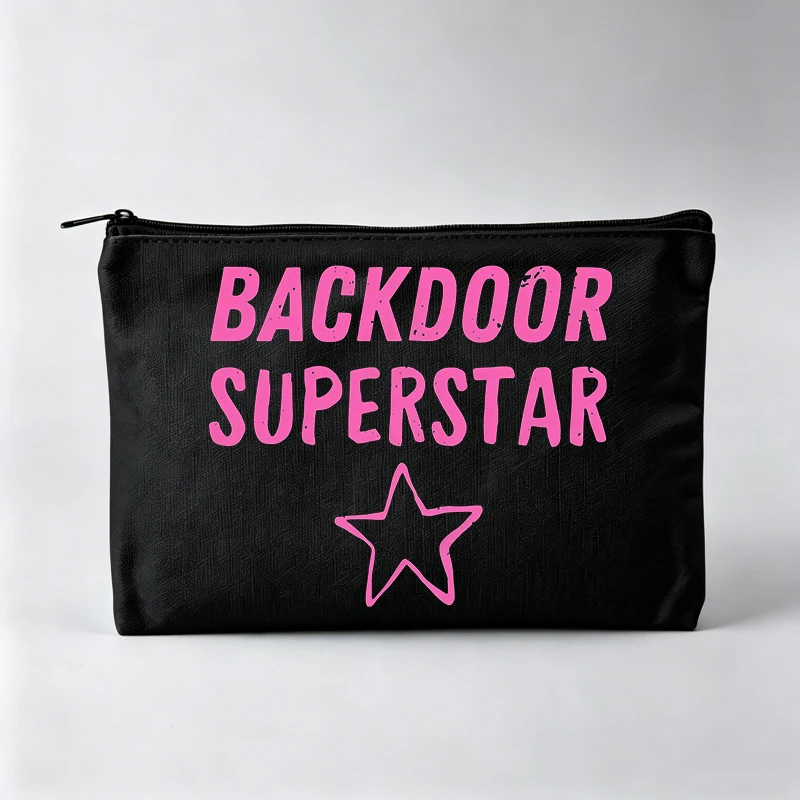 Women's Slogan Style Graphic Makeup Bag with Star Design, Casual Cosmetic Pouch for Daily Use