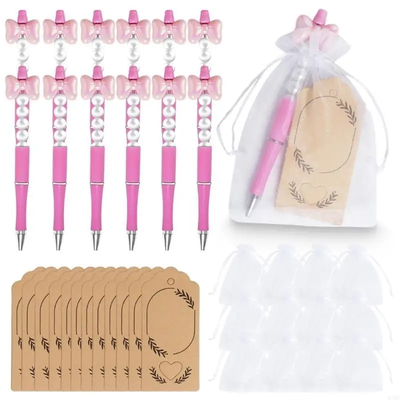 PEN gel com miçanga cartões agradecimento com sacola cordão para artesanato arte escolar