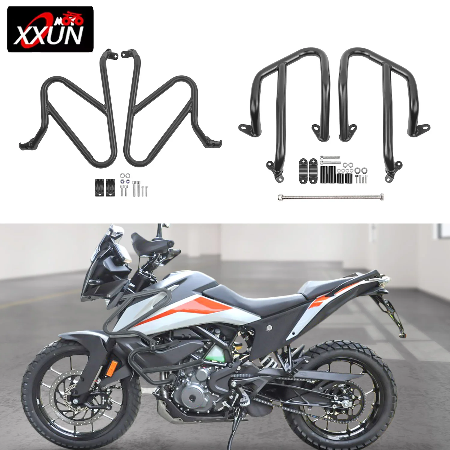XXUN Moto Superiore Inferiore Crash Bar Kit Protezione Motore Paraurti Set Protezione dalla caduta per KTM 390 Adventure 2020 2021 2022 2023