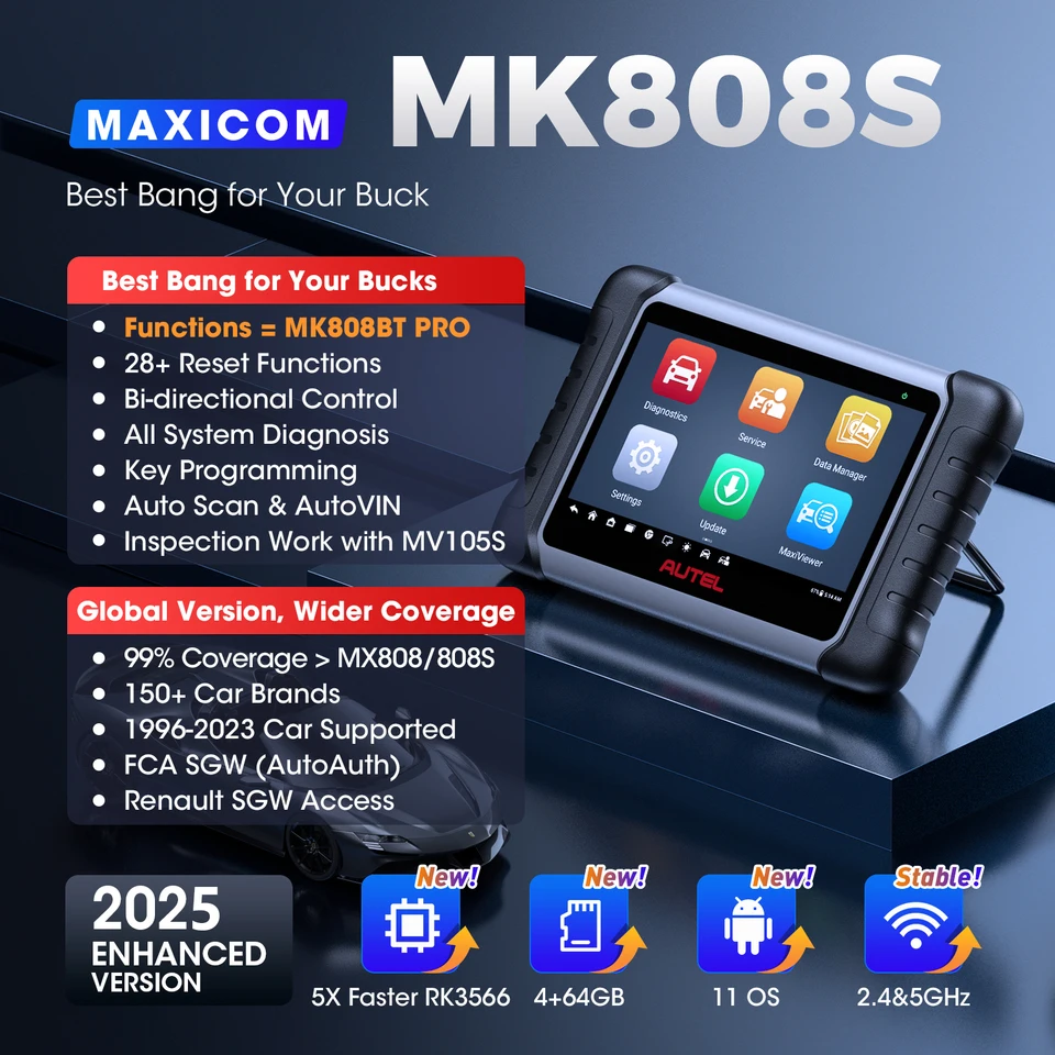AUTEL MaxiCOM MK808S スキャナー 自動車診断ツール 双方向診断 OBD2
