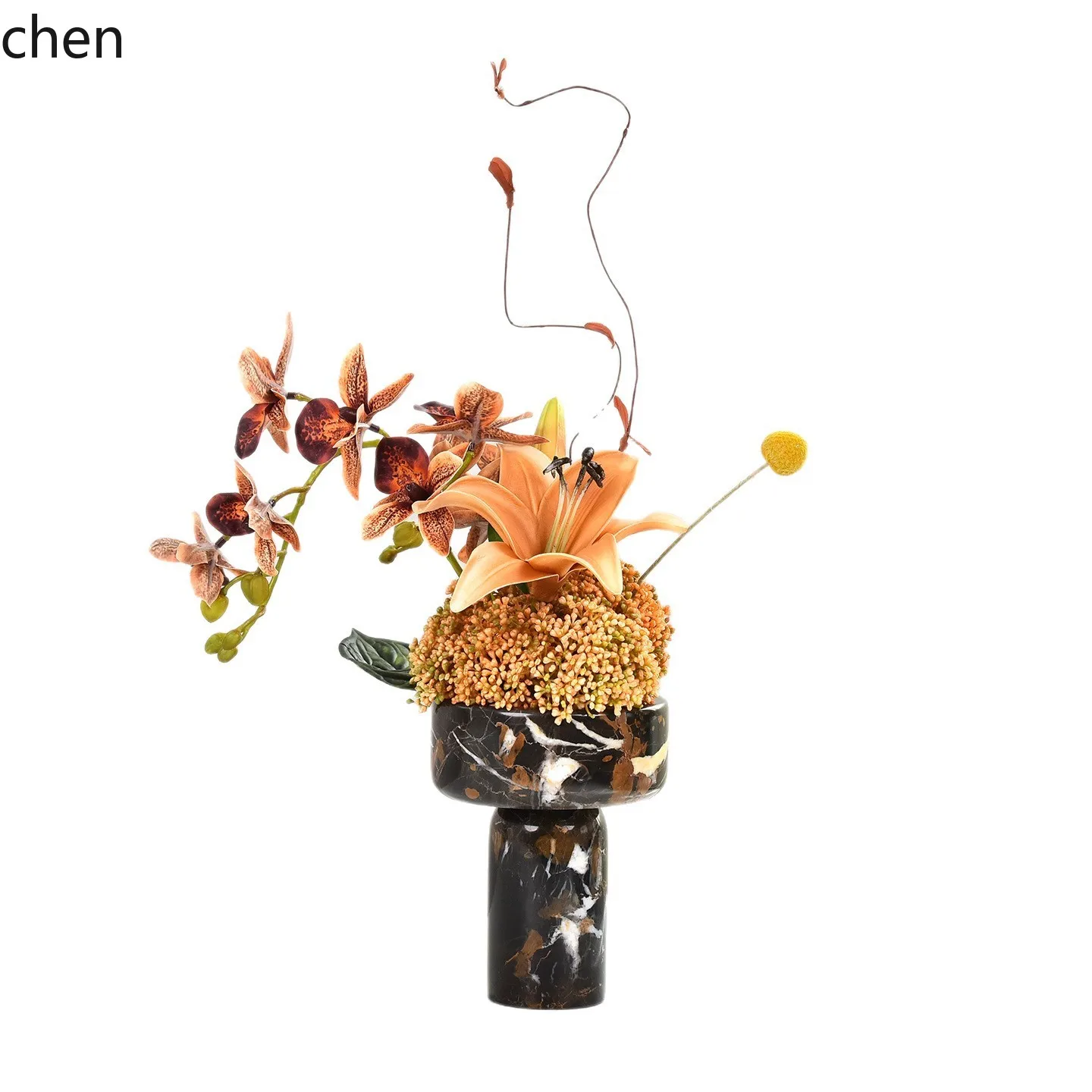 ZML medieval modern chinoiserie glass marble artificial flower art home decoration ornaments classy sense b&b
