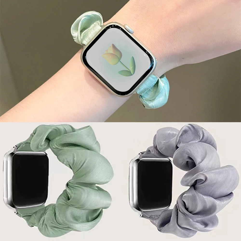 45 42mm Watch Band for iWatch Series 8 Ultra 9 7 3 SE 6 4 2 Chiffon Ice Stretch Loop Bracelet Strap for Apple Watch49 41 40 38mm