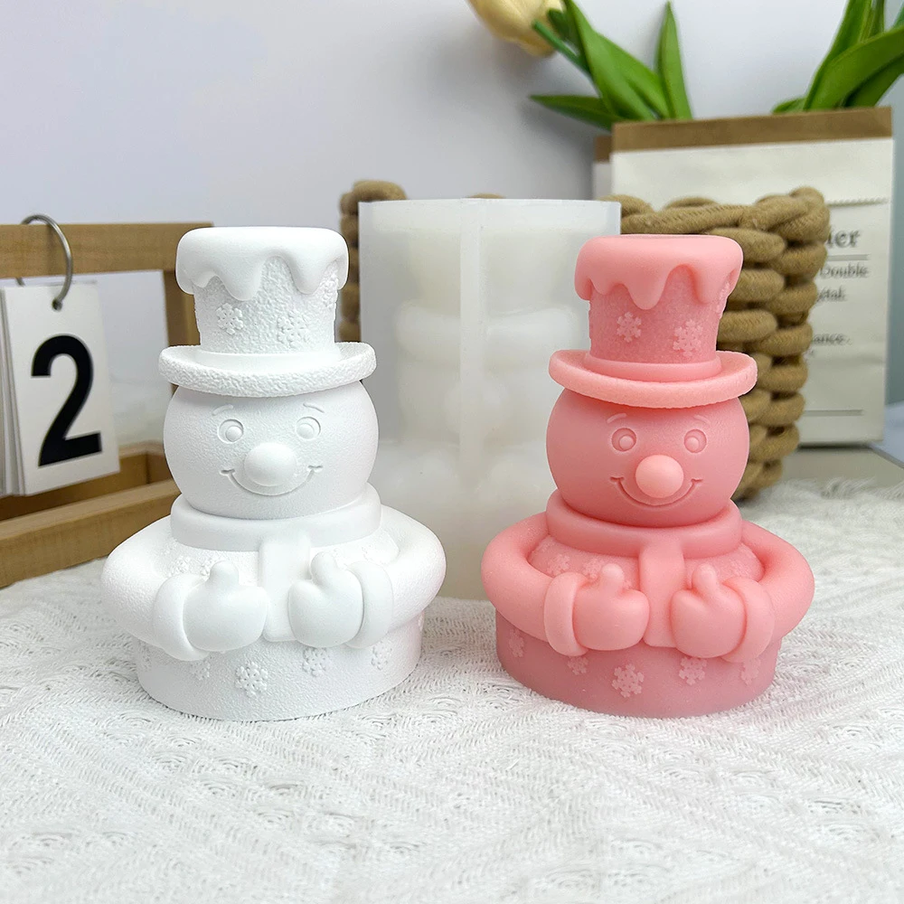 

3D Hat Christmas Snowman Candle Silicone Mold DIY Handmade Aromatherapy Candle Gypsum Soap Making Christmas Silicone Mould