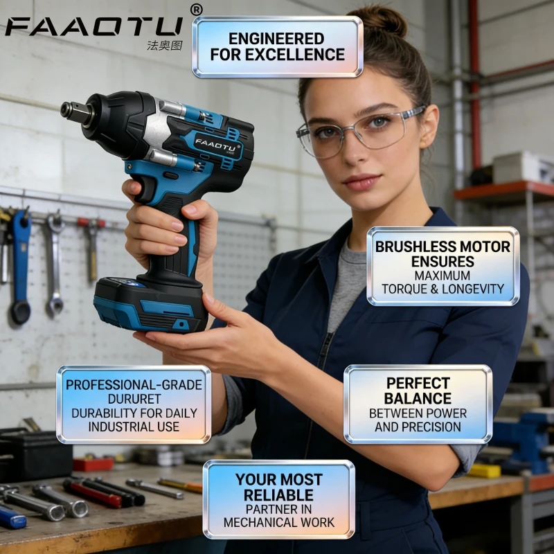 FAAOTU 18V charging impact wrench Brushless lithium electric wrench Large torque DTW700 Compatible with MT batteries (no battery