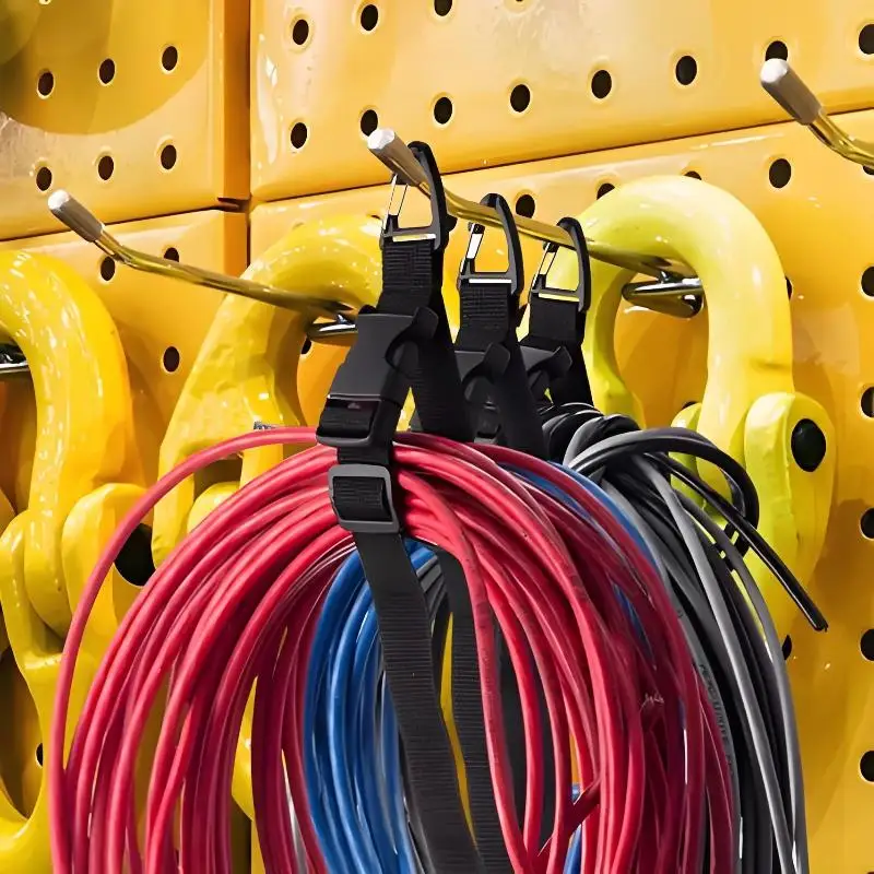 Extendable Storage Straps for Tool Organization in Garages Workshops Adjustable Design