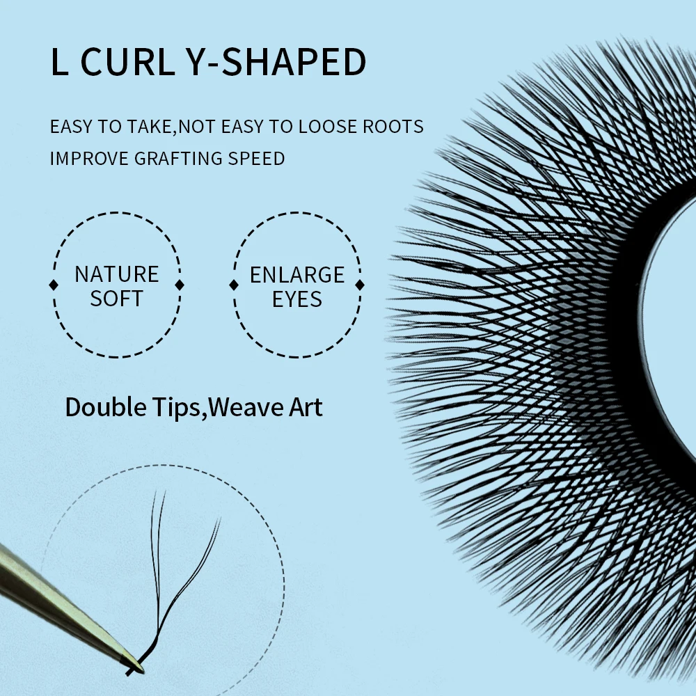 Lakanaku M L C D Curl Y Eyelashes Soft Cilia Volume Korea High Quality YY Eyelash Extension Eye Lashes Natural Premade Fan