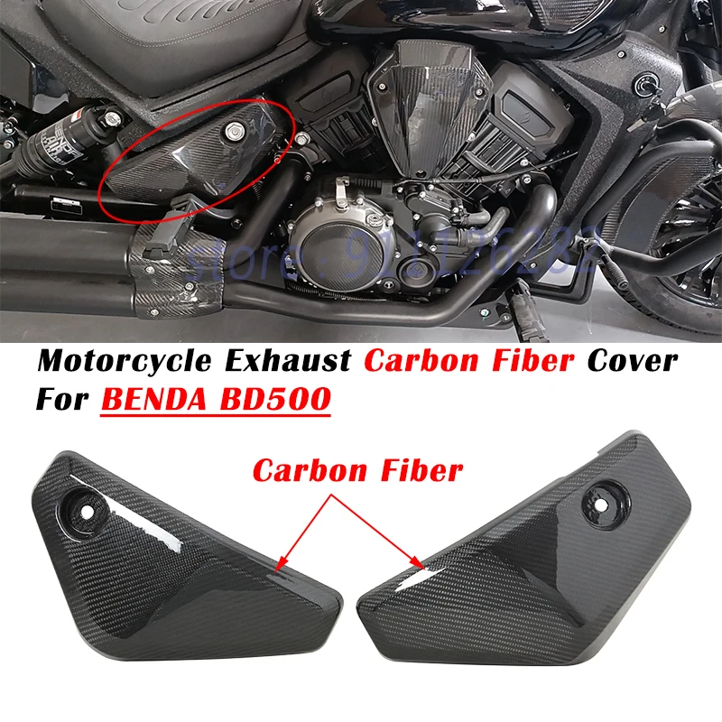 Slip On For BENDA BD500 Modified Muffler Motorcycle Carbon Fiber Cover Anti-Scald Cap Heat Shield Guard Proof Decorative Shell