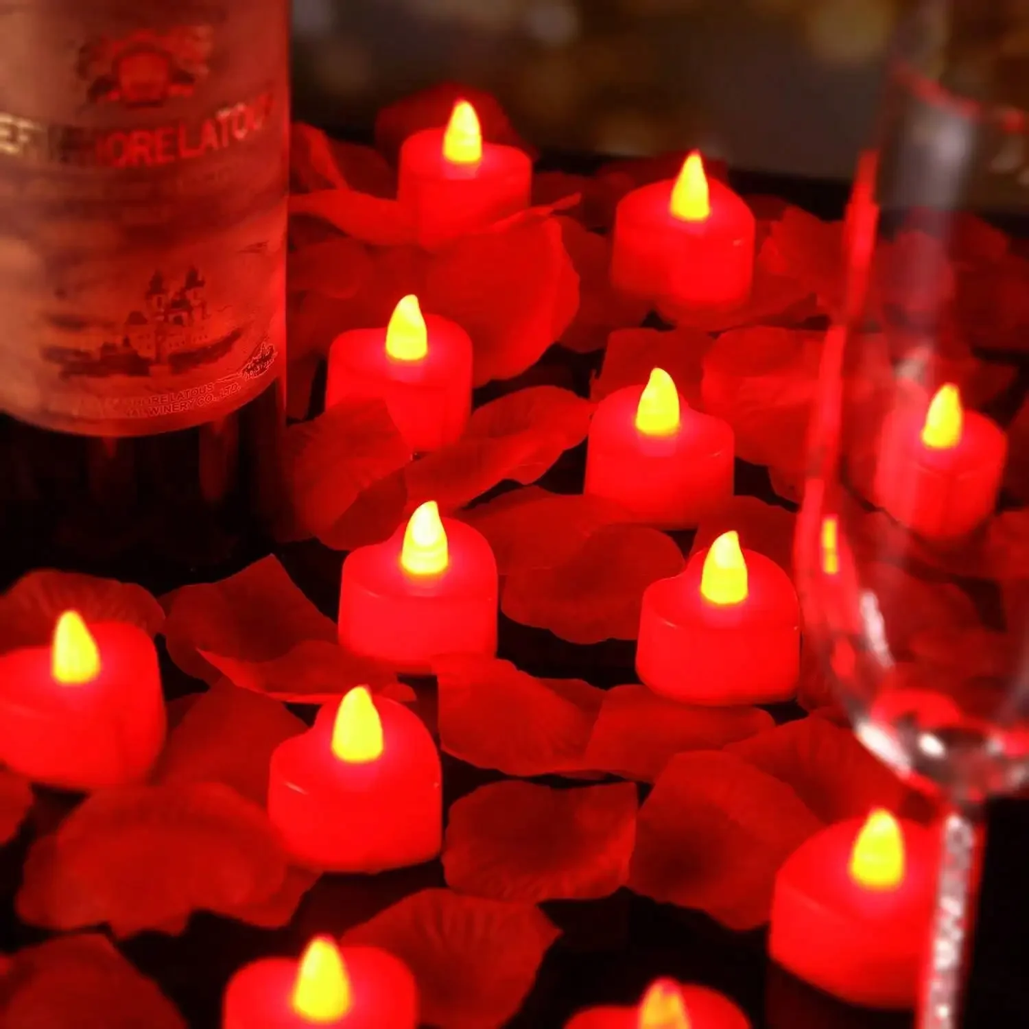 24pcs Heart Shape LED Flameless Tealight Candles Decorations  For Romantic Night Valentine's Day  Wedding Anniversary Or Table D