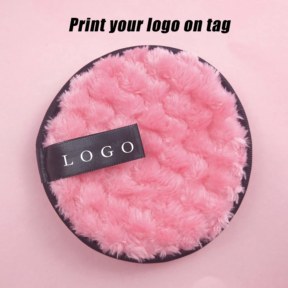 Custom Logo Reusable Cotton Makeup Remover Pads for Washable Face Clean Sponge Cleansing Cloth Liquid Foundation Cream