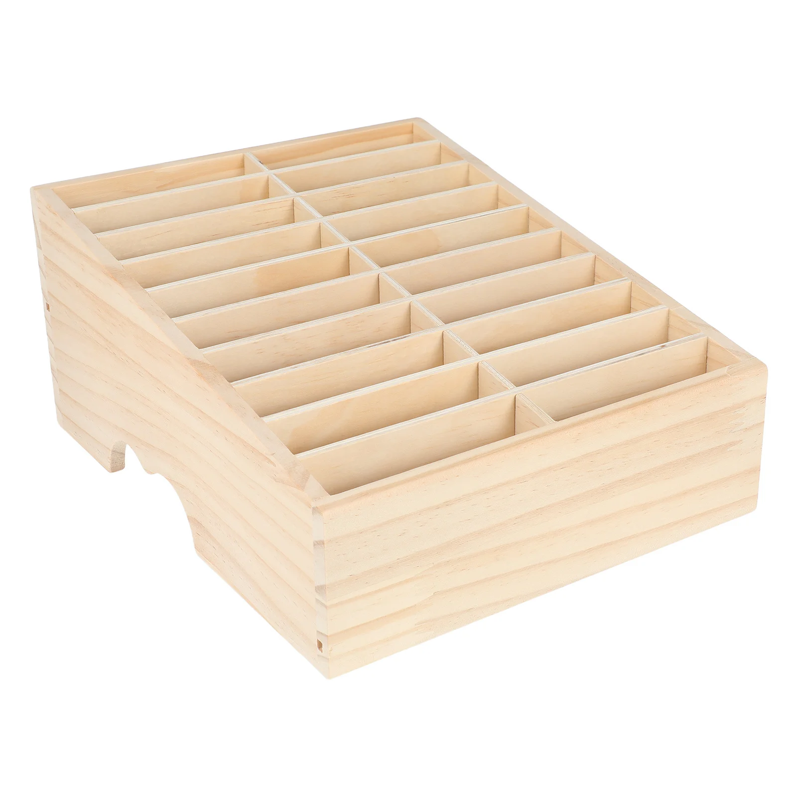 

20-Grid Wooden Cell Phone Holder Tiered Desktop Organizer Storage Box Multifunctional for Office Classroom Meeting Room Phone