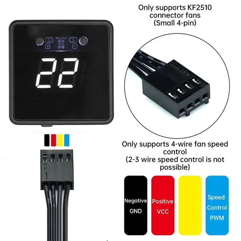 A31T Fan Speed Controller PWM 4-Wire DC 12V Digital Display Remote Control PD QC Fast Charging Type-C for DIY PC Cooling