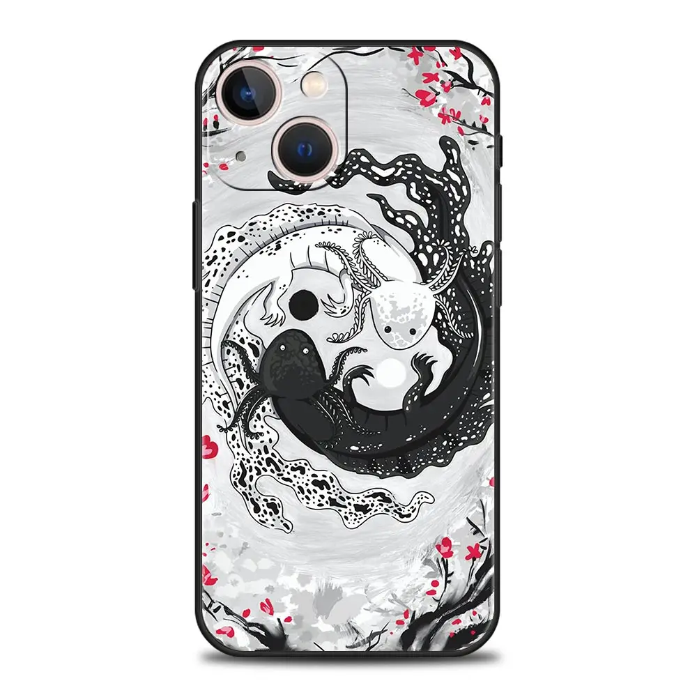 Koi Fish Phone Case For iPhone Apple 15 14 13 12 11 Pro Max Mini XR XS X SE 2020 7 8 Plus Cover Black Silicone Shell Coque Funda