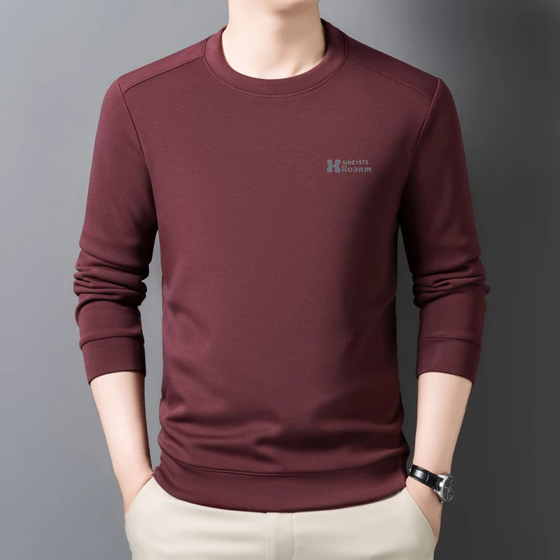 سويت شيرت برقبة دائرية وأكمام طويلة، قميص حريري بلون سادة للخريف والشتاء، قميص أساسي عصري للخريف #6