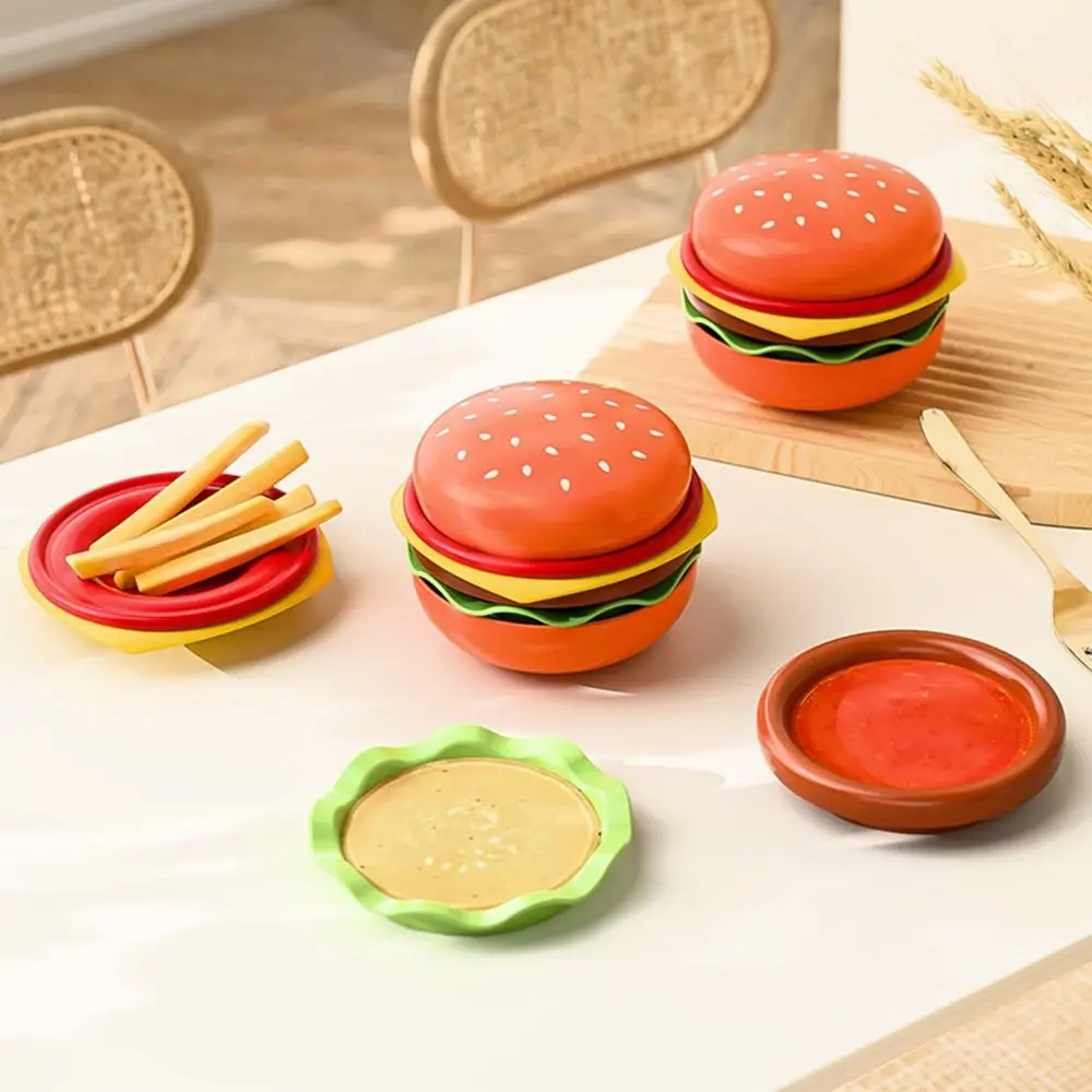 

2Set Stackable Cartoon Burger Seasoning Dish Set 6-Layer Creative Spit Bone Dish Space Saving Food Grade Candy Dessert Plate