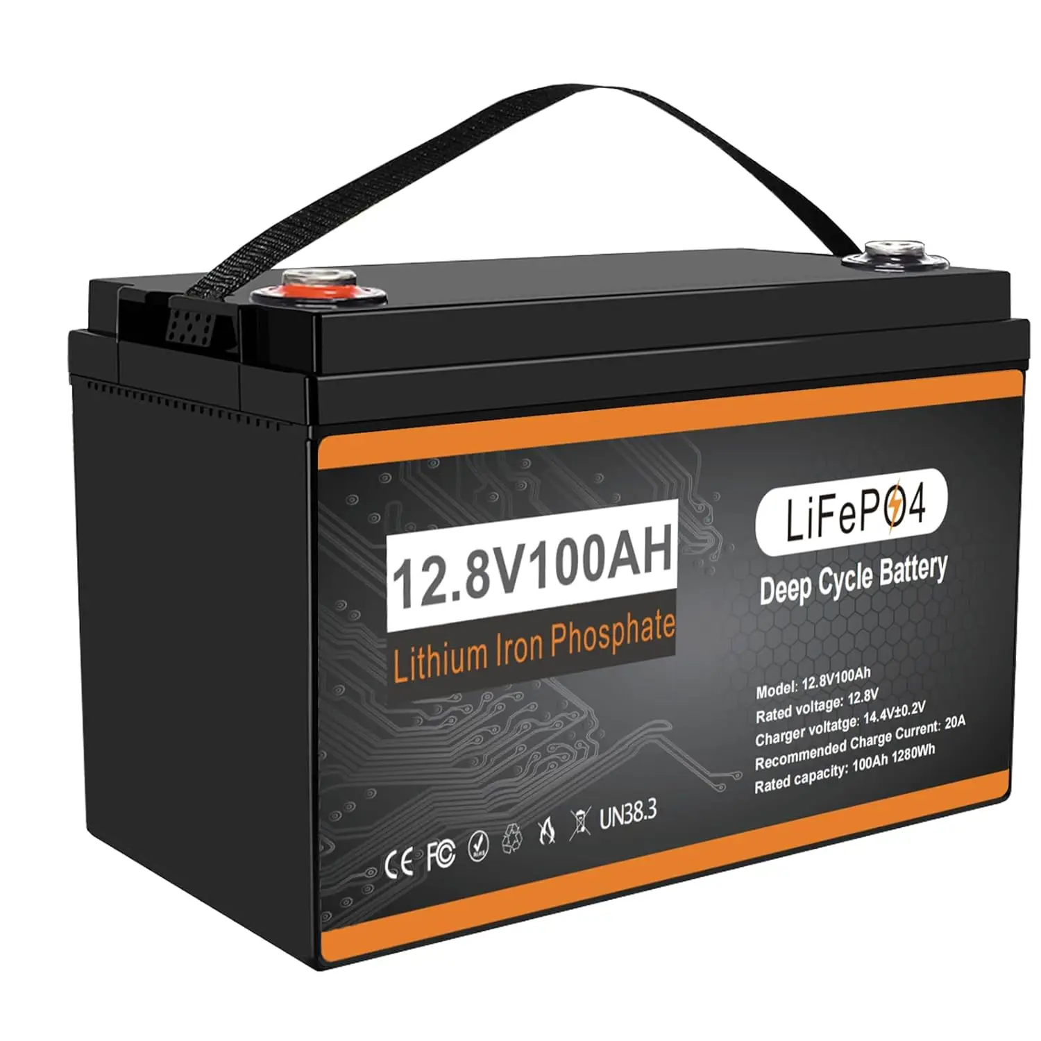 12V 100Ah LiFePO4 Lithium Battery, BCI Group 31 Deep Cycle Marine Battery, Lithium Batteries Built-in 100A BMS, Customized