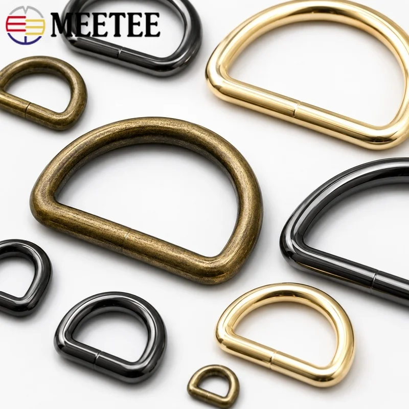 10Pcs Meetee 10-50mm Metal O D Ring Buckles for Backpack Strap Belt Dog Collar Webbing Clasp Leather Craft Handbag Accessories