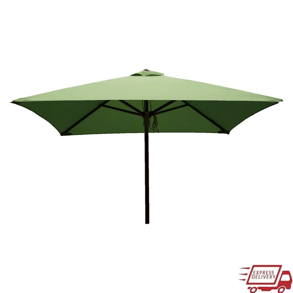 

Square Patio Umbrella 6.5ft UV Resistant Polyester Cover Heavy Duty Wood Frame Pulley System Market Umbrella Outdoor Use