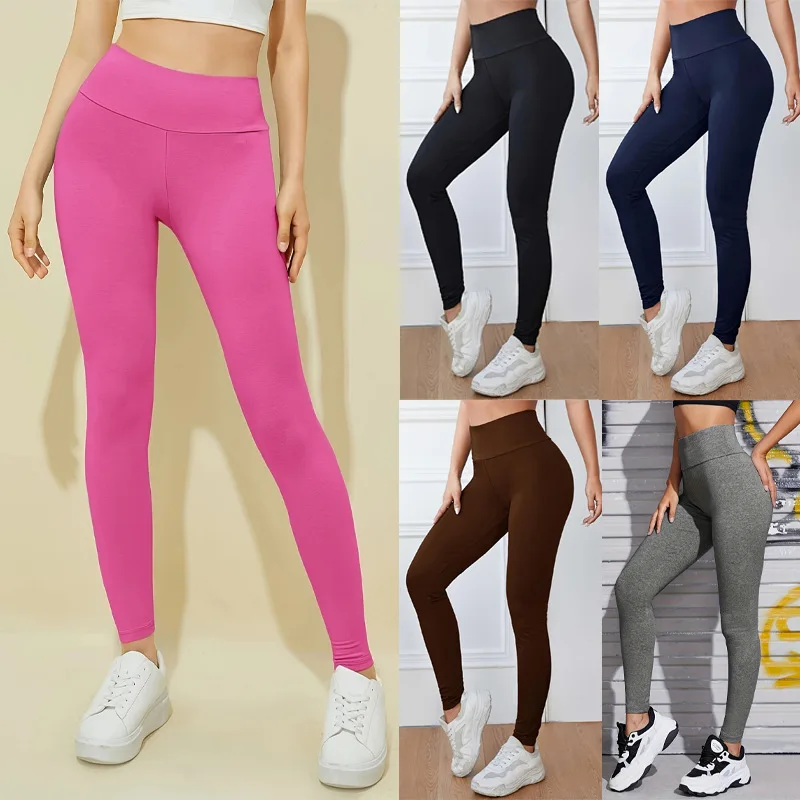 Comfortable Slimming Yoga Pants Women's Pure Color Wide Waist Belt Base Layer Pants Ladies Fashionable Spring Season — купить у AliExpress WW