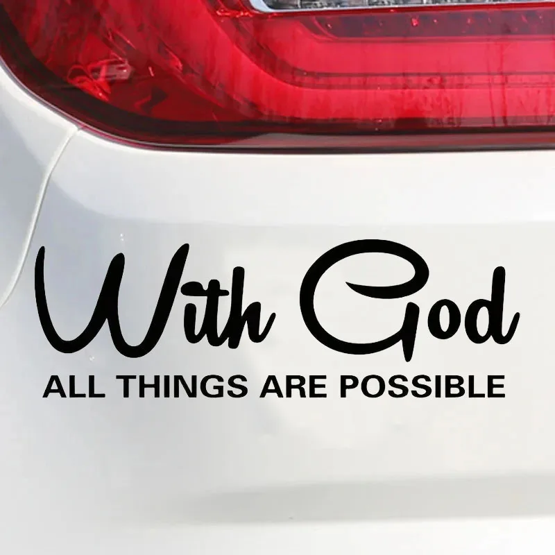 Religious Quote Vinyl Car Sticker with God All Things Are Possible Faith Decal Christian Auto Exterior Mod Accessories Sticker