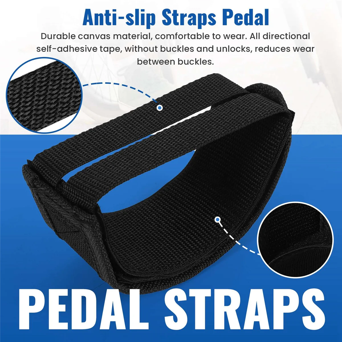 Fixed Gear Fixie BMX Bike Bicycle Anti-slip Double Adhesive Straps Pedal Toe Clip Strap Belt black