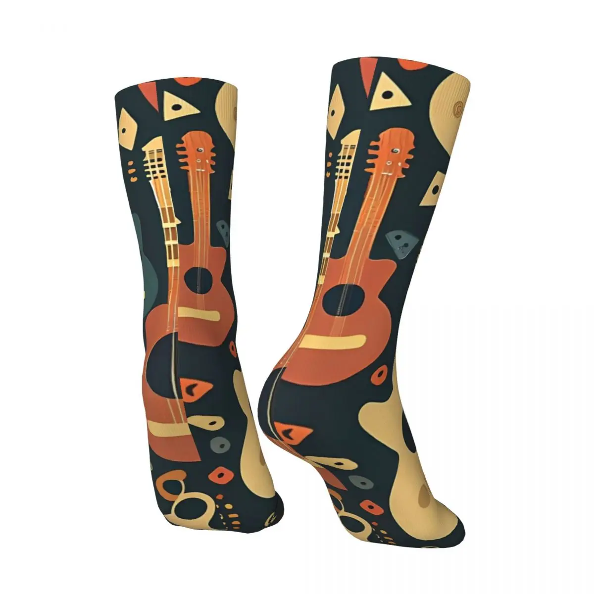 Vintage Metal Music Guitar Men's Socks Rock And Roll Music Unisex Novelty Seamless Printed Funny Crew Sock Gift