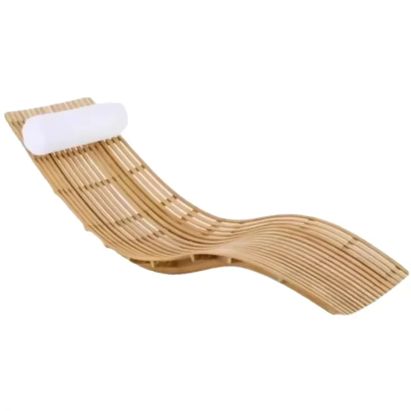 Deluxe Outdoor Teak Sun Lounge Pool Day Bed Modern Solid Wood Beach Sun Lounger Wooden Leisure Furniture
