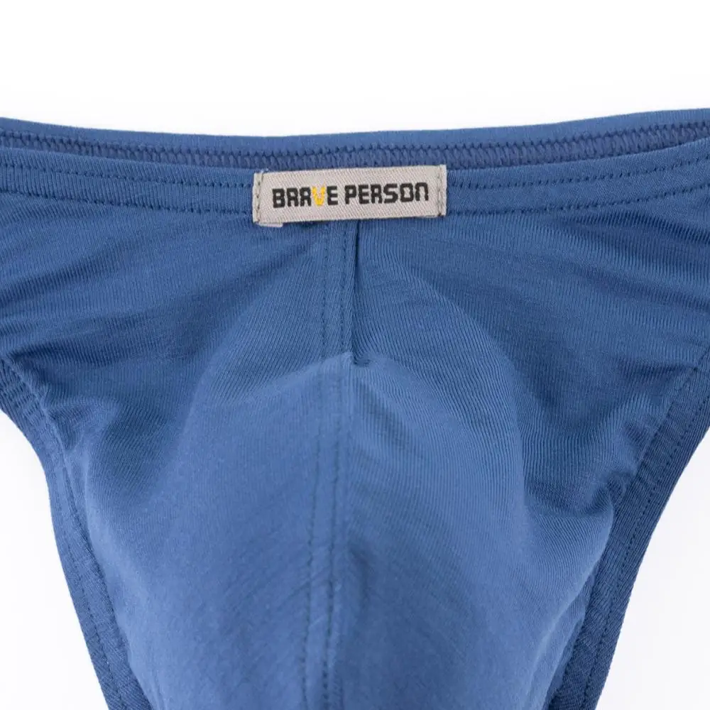 BRAVE PERSON-ropa interior Sexy para hombre, tangas modales de tiro bajo, calzoncillos sólidos, bragas con parte trasera en T