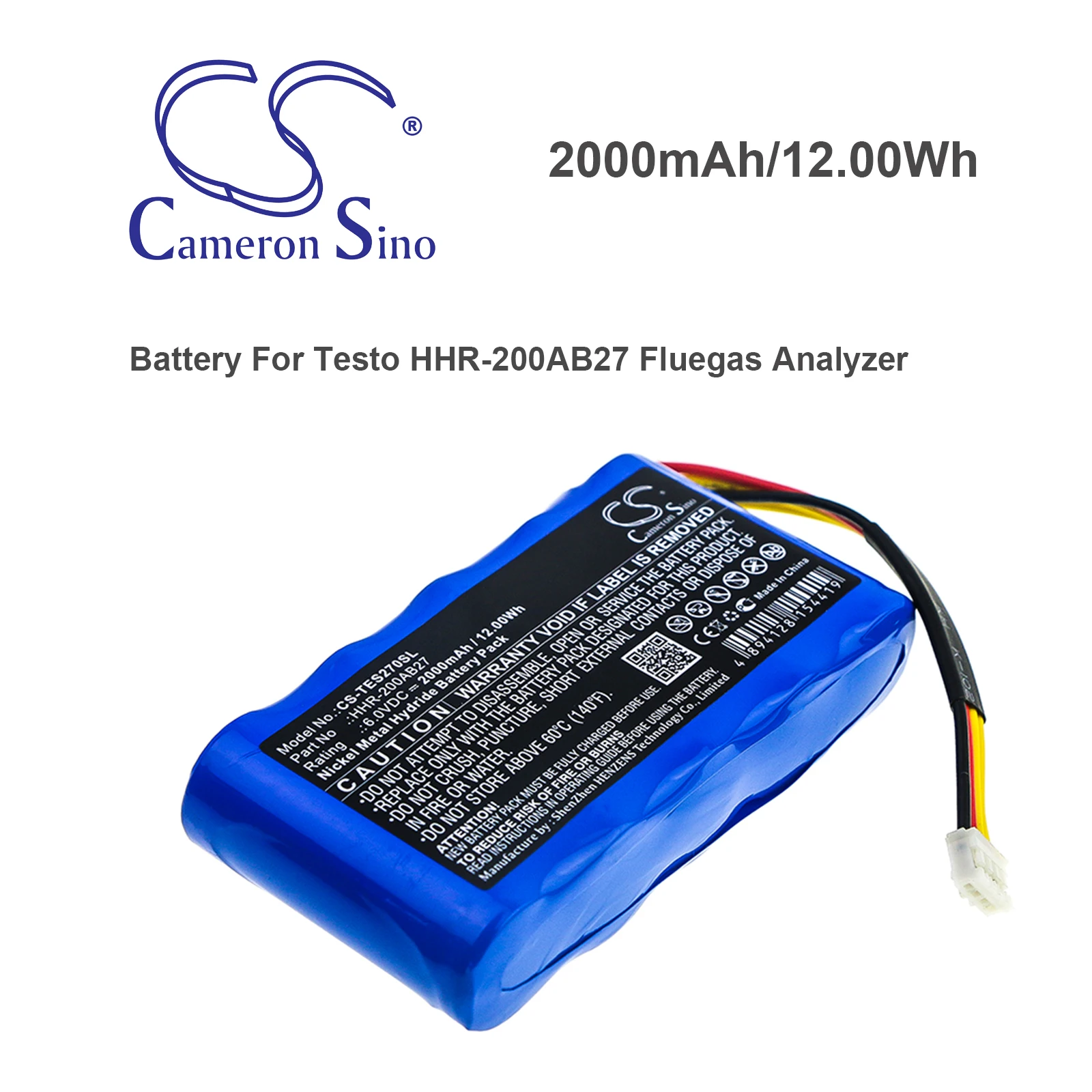 

CS 2000mAh/12.00Wh Battery for Testo Fluegas Analyzer HHR-200AB27