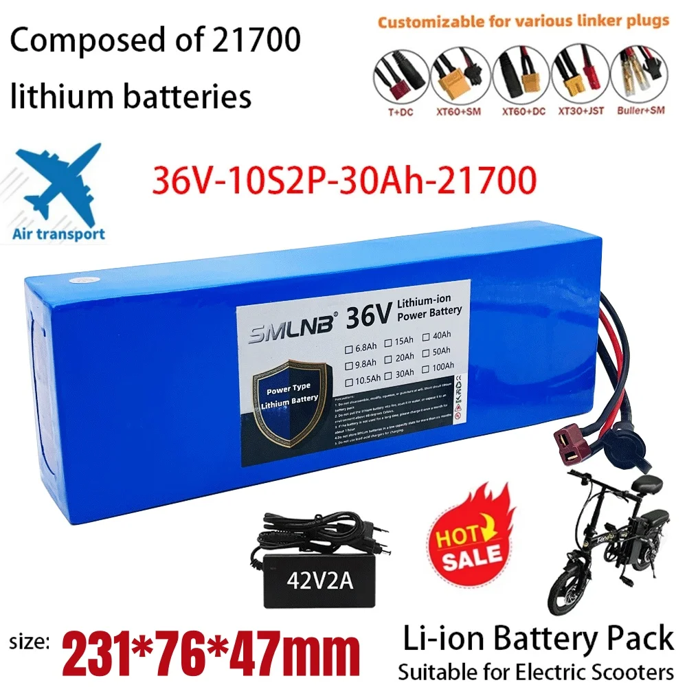 

10S2P 36V 30Ah compatible with Motorcycle Electric Bicycle 21700 5C Power Rechargeable Lithium Battery Pack for scooters BMS
