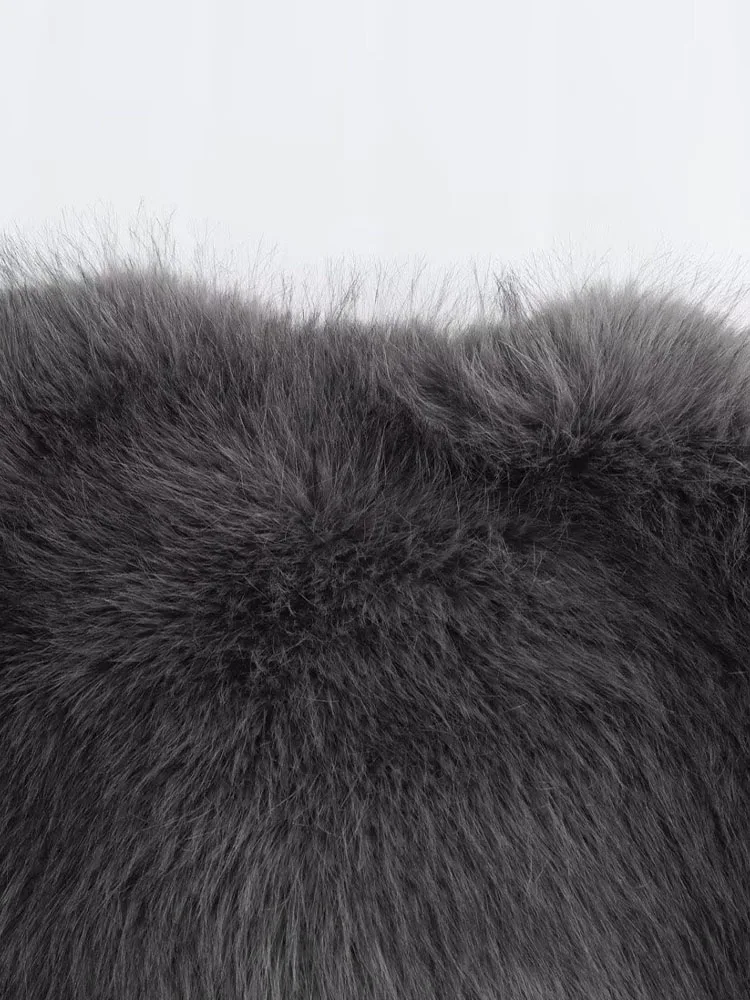 DiYiG  Women 2024 Autumn and Winter New Fashion Lazy Wind Short Faux Fur Jacket Coat Joker Long Sleeve Top Outerwear Mujer