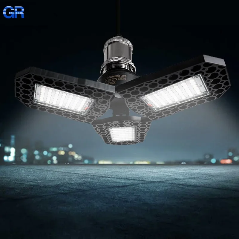 E27 LED Garage Light 40W 60W 80W High Power Deformable Celling Lamp 110V 220V High Bay for Parking Lot Warehouse Factory Garage