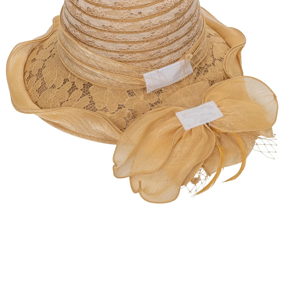 2025Damen Fascinator Millinery Kirchenhut Elegante Schleife Breite Krempe Eimerhüte Kentucky Derby Fedora Damen Sommer faltbare Sonnenkappe – Detail 2