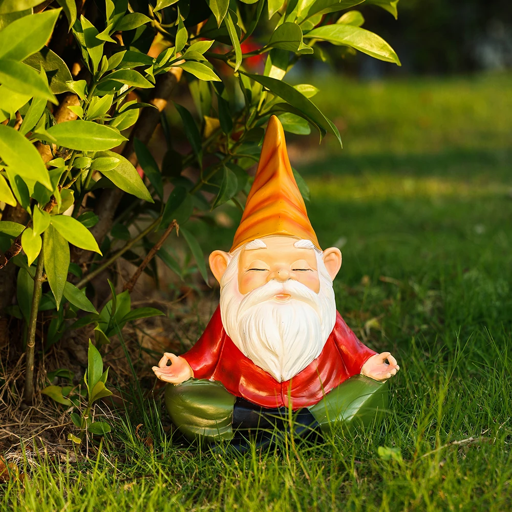 Meditating Gnome & Garden Fairy Resin Ornaments - Home & Outdoor Courtyard Dwarf Craft Decor