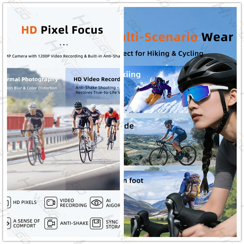 4K Polarized Sunglasses AI Smart HD 800W Camera Bluetooth Call Translation For Men Cycling Anti Glare Driving UV400 IP54 Goggles image 4