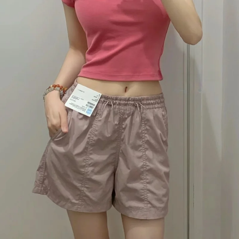 

Повседневные пляжные шорты, удобные спортивные тонкие брюки длиной до колена, впитывающие пот, быстросохнущие, женские, из полиэфирного волокна...